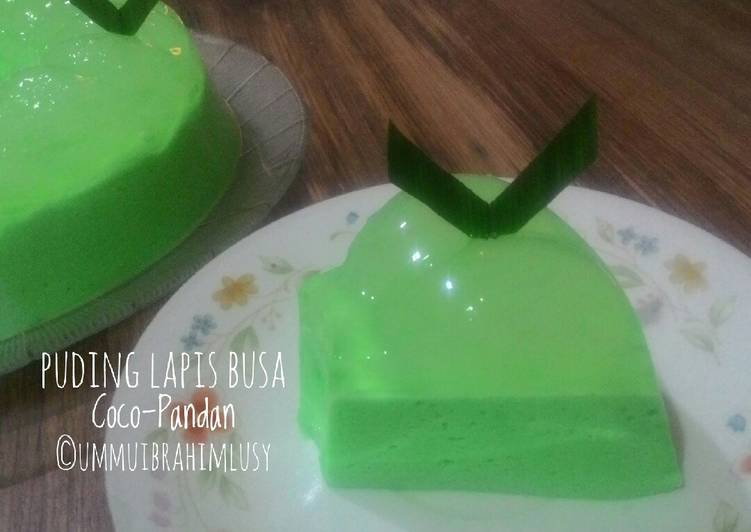 Puding Lapis Busa Coco-Pandan