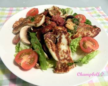 Easy Make Recipe Halloumi Cheese  Chorizo Salad Savory Delicious