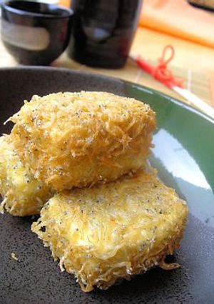 A picture of Deep Fried Tofu With Shirasu Batter.