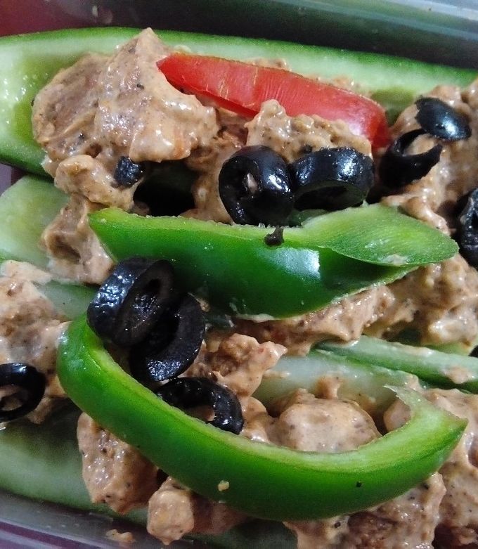 A picture of Stuffed Cucumber Boats.
