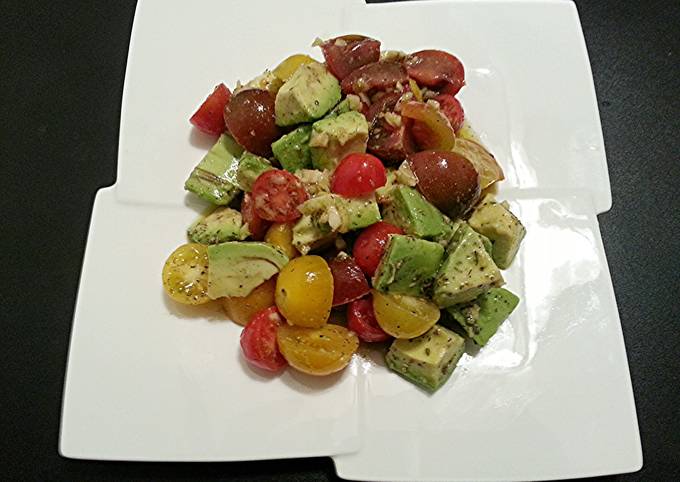 Steps to Make Any-night-of-the-week The Health Salad - Avocado &amp; Tri Color Cherry Tomato Salad