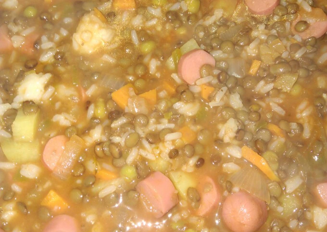 Guiso de lentejas y arroz express