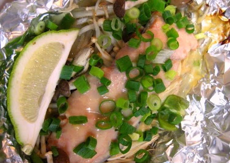 Easiest Way to Make Any-night-of-the-week Lots of Veggies Mayo Miso Foil-Broiled Salmon