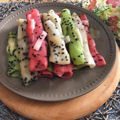 A picture of Thai Dessert • Thai Soft Coconut Crepe • Thong Muan Sod | ThaiChef Food.