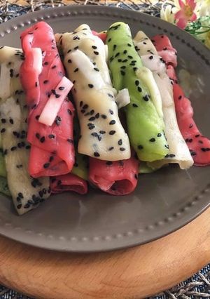 A picture of Thai Dessert • Thai Soft Coconut Crepe • Thong Muan Sod | ThaiChef Food.