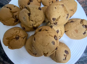 A picture of Dark chocolate chip cookies.