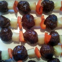 A picture of Meatball kabobs.