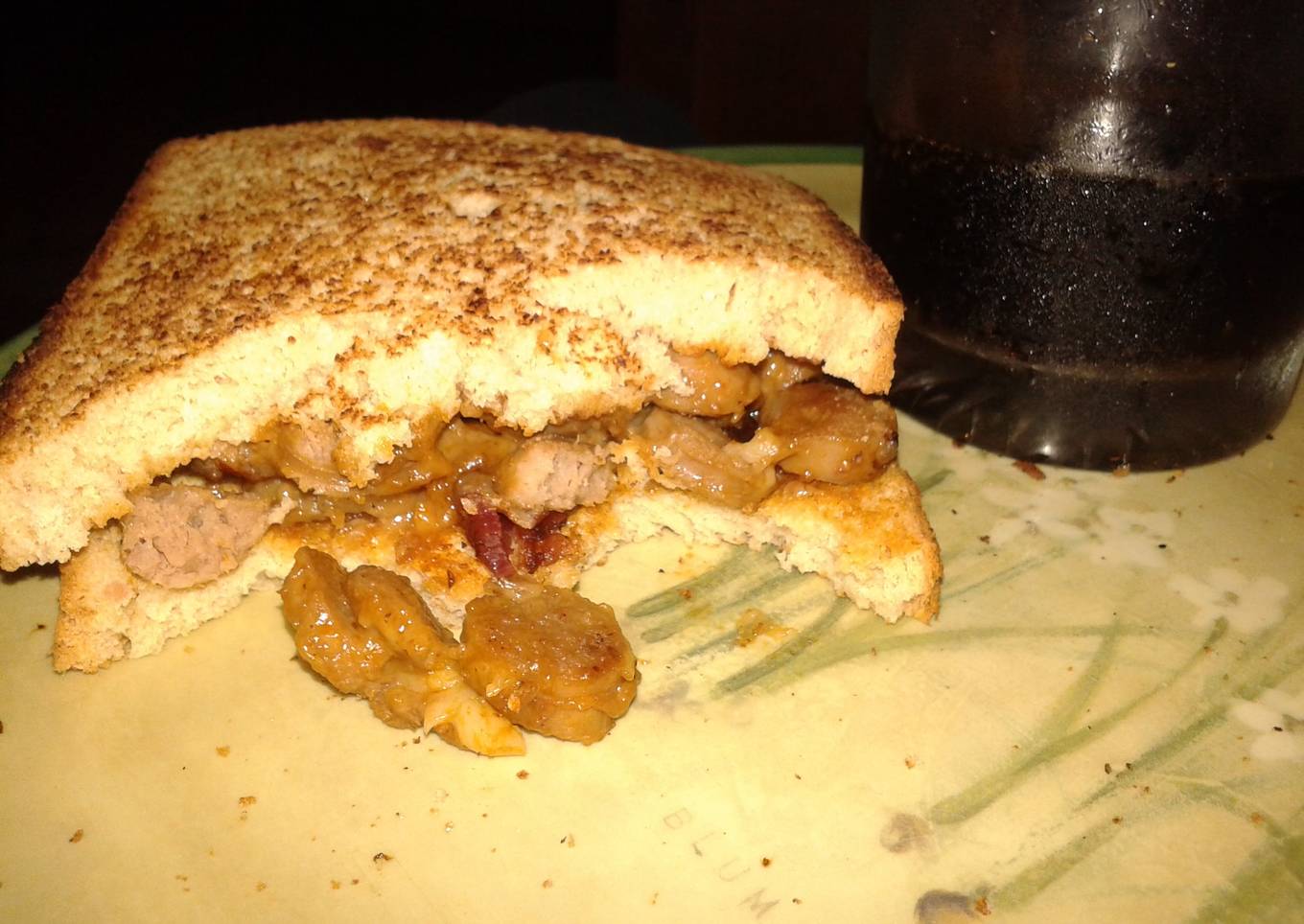 Sausage and bacon sandwich