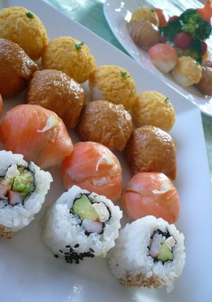 A picture of Bite-Sized Sushi for Parties.
