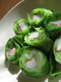 A picture of Crabstick Cabbage Wraps.