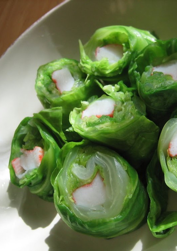 A picture of Crabstick Cabbage Wraps.