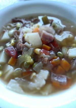 A picture of Homemade Ham & Vegetable Soup.