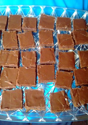 A picture of Grammy's Iced Chocolate Brownies.