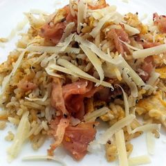 A picture of Ham And Egg With Cheese Fried Rice.