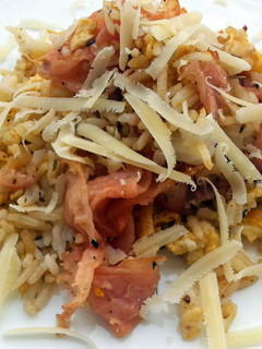 A picture of Ham And Egg With Cheese Fried Rice.