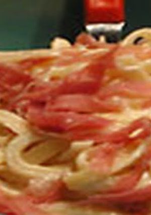 A picture of Fettuccine All'Alfredo con Prosciutto di Parma -- A Rachael Ray Recipe.