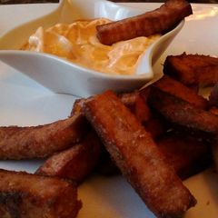 A picture of Ham Fries With Sriracha Mayonnaise.