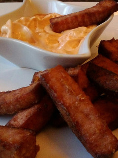 A picture of Ham Fries With Sriracha Mayonnaise.