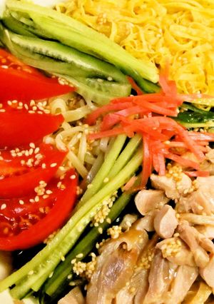 A picture of Hiyashi Chuuka (Chilled Chinese-Style Noodles).