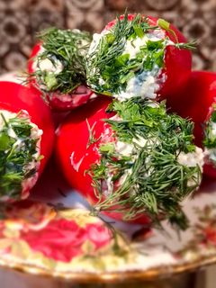 Фото Болгарський перець з сиром, часником та зеленню😍.