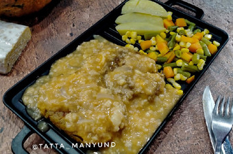 Langkah Mudah untuk Menyiapkan Steak Labu &amp; Tempe kuah Oatmeal yang Lezat