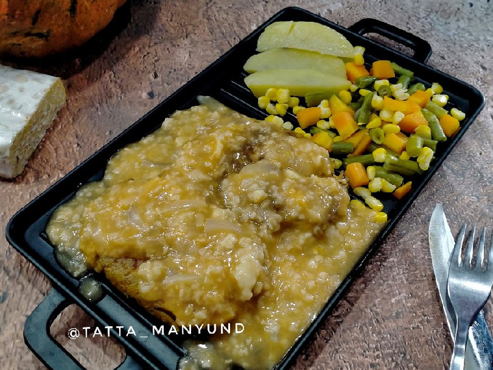 Langkah Mudah untuk Menyiapkan Steak Labu &amp;amp; Tempe kuah Oatmeal yang Lezat