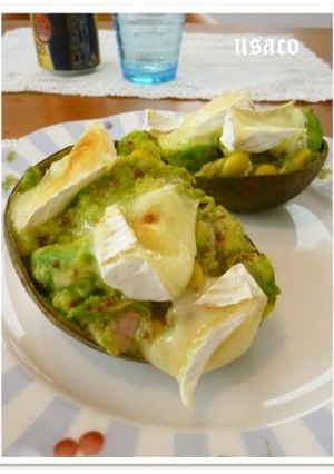 A picture of Gratinée of Avocado, Camembert Cheese and Honey Mustard.
