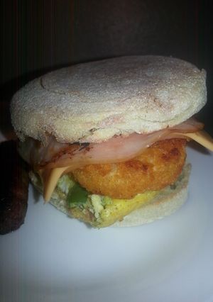 A picture of Ambers breakfast sandwich.