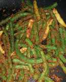 String beans with bread crumbs