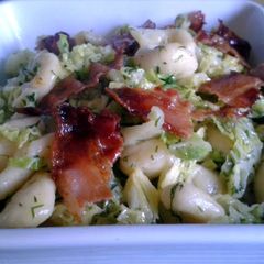 A picture of Homemade Orecchiette with Cabbage, Dill & Pancetta.