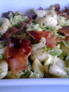 A picture of Homemade Orecchiette with Cabbage, Dill & Pancetta.