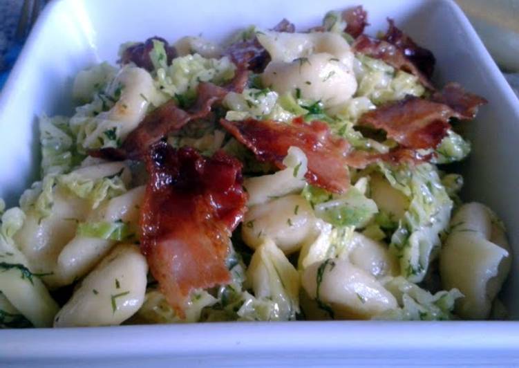 Homemade Orecchiette with Cabbage, Dill & Pancetta