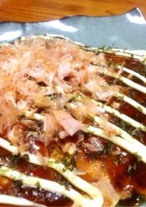 A picture of My Original Pan-Fried Okonomiyaki.