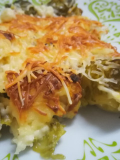 Una foto de Coles de bruselas gratinadas con bechamel