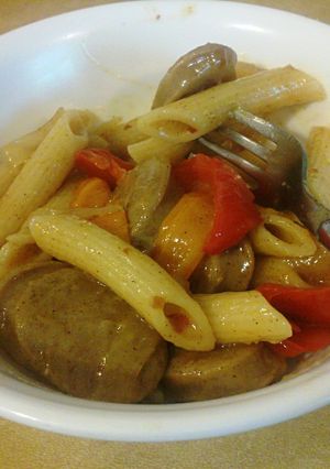 A picture of Spiced Pineapple Brat Penne.