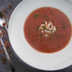 A picture of A bowl of homemade Tomato Soup.