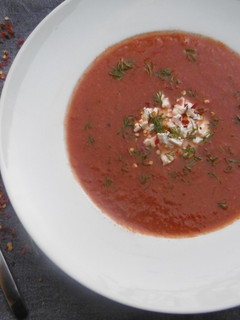 A picture of A bowl of homemade Tomato Soup.