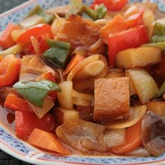 A picture of Black Vinegar Sweet N' Sour Stir-fry with Satsuma-Age.