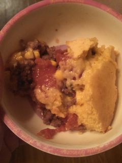 A picture of Hamburger Cornbread Casserole..