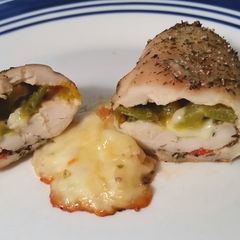 A picture of Jalapeño, cream cheese & mozzarella stuffed chicken.