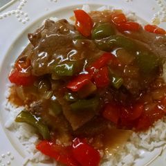 A picture of Peggy's pepper steak.
