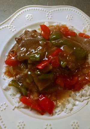 A picture of Peggy's pepper steak.