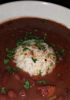 A picture of New Orleans style (kidney) Redbeans.