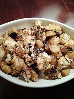 A picture of Roasted Potato Balls and Cauliflower.