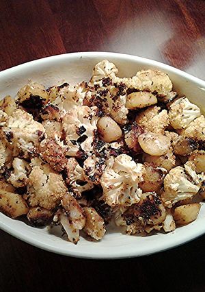 A picture of Roasted Potato Balls and Cauliflower.