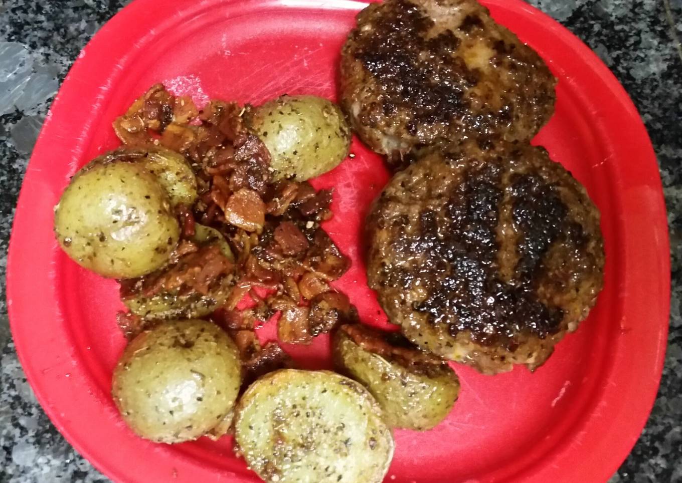 New potatoes and bacon