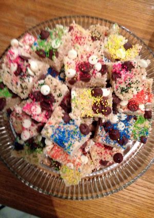 A picture of The Best White Chocolate Rice Krispy Treats By Angie.