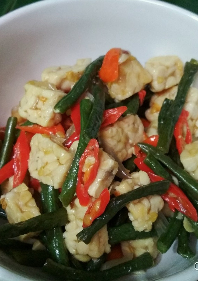 Foto resep Tumis kacang panjang tempe mudah