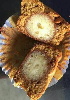 A picture of Gulab jamun stuffed cupcakes or muffins.