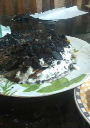 Una foto de Pastel sin horno de oreo